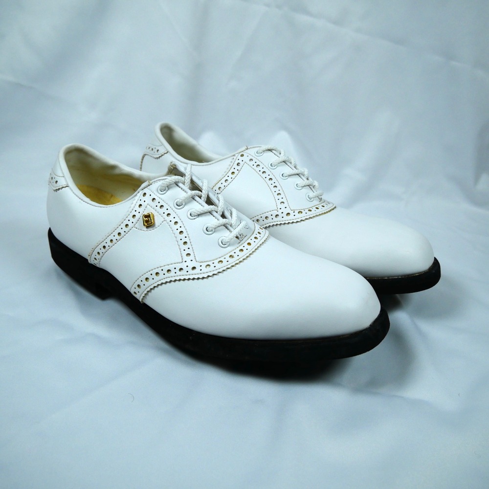 FootJoy Men Vintage White Saddle Oxford Golf Shoes Metal Spikes 45120 Size 9.5 M